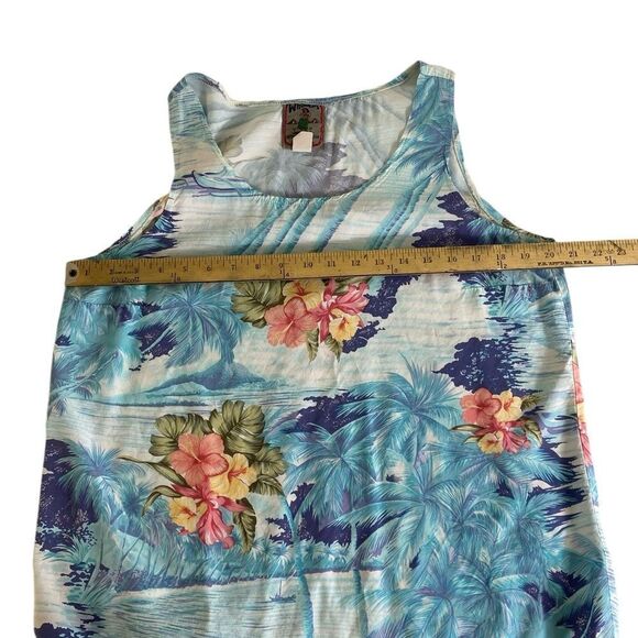 Vintage Whoola’s Rayon Hawaiian print Blue Floral Women's Top - Picture 6 of 7